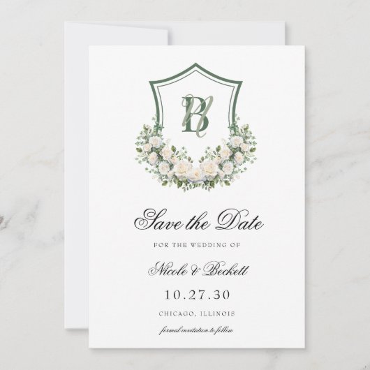 Save The Date Couronne florale blanche Couronne mariage  (Devant)
