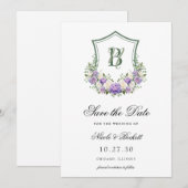 Save The Date Couronne florale blanche violette Couronne mariage (Devant / Derrière)