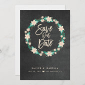 Save The Date Couronne Florale Bleue Enregistrer La Date Annonce (Devant / Derrière)