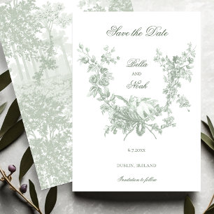 Save The Date Couronne florale de sauge romantique avec mariage