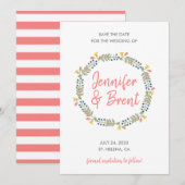 Save The Date Couronne florale Enregistrer la date (Devant / Derrière)