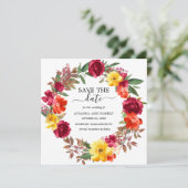 Save The Date Couronne Florale Orange Bourgogne Jaune Sauvez La (Debout devant)