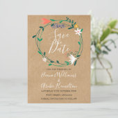 Save The Date Couronne florale rustique élégante Enregistrez la (Debout devant)