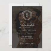 Save The Date Couronne Simple Élégante avec Texte Superposé de 2 (Devant)