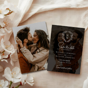 Save The Date Couronne Simple Élégante avec Texte Superposé de 2