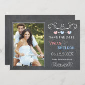 Save The Date Coute Chalkboard photo mariage Enregistrer la date (Devant / Derrière)