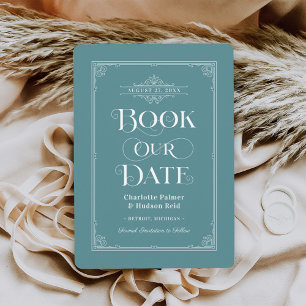 Save The Date Couverture de livre vintage poussiéreuse sarcelle 