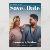 Save The Date Couverture de magazine moderne avec typographie bl (Devant)
