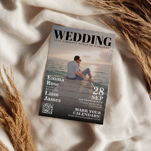 Save The Date Couverture de Magazine Photo Moderne Unique Enregi