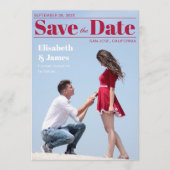 Save The Date Couverture de magazine typographie rouge moderne p (Devant)