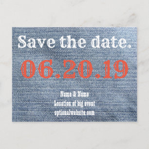 Save the date. Cowboy Denim Aankondigingskaart