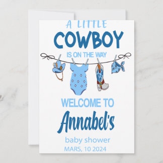 Save The Date Cowboy Welcome Baby shower Sign, Wild West Baby