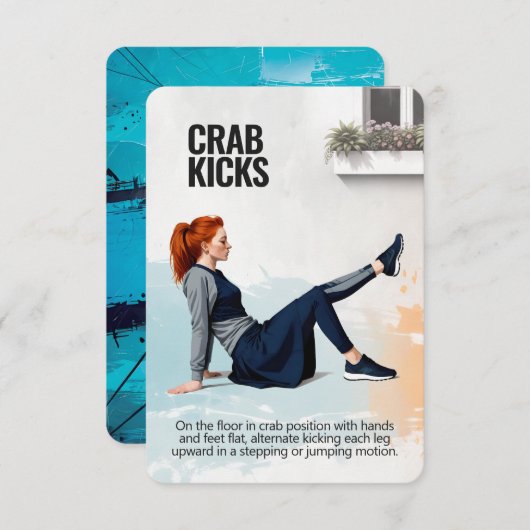 Save The Date Crab Kicks Fitness Card with Blue Backing (Devant / Derrière)