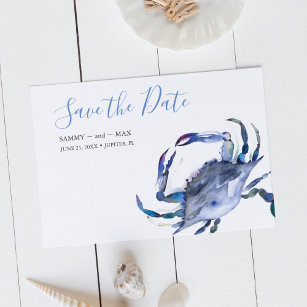 Save The Date Crabe d'aquarelle bleue Enregistrer la date
