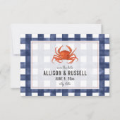 Save The Date Crabe En vichy Bleu Mariage Rustique Enregistrer L (Devant)
