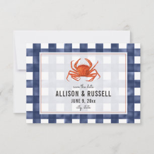 Save The Date Crabe En vichy Bleu Mariage Rustique Enregistrer L