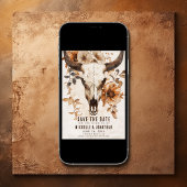 Save The Date Crâne de vache rustique Boho floral Mariage occide