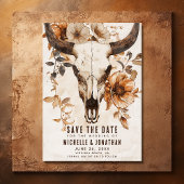 Save The Date Crâne de vache rustique Boho floral Mariage occide