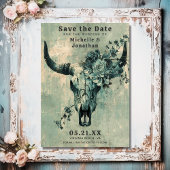 Save The Date Crâne de vache rustique Boho floral Mariage occide