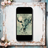 Save The Date Crâne de vache rustique Boho floral Mariage occide