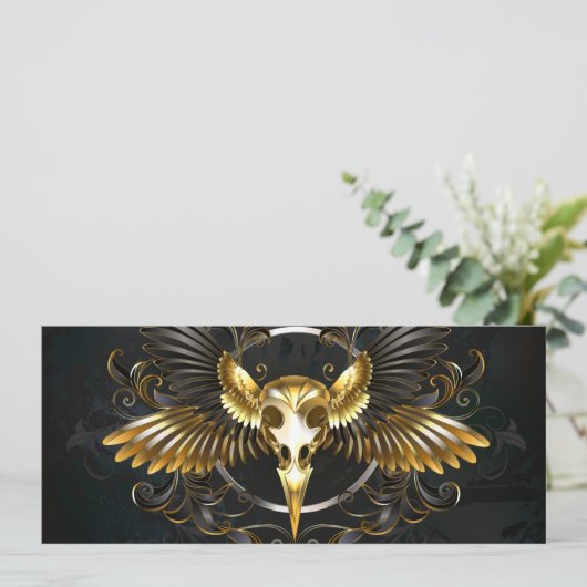 Save The Date Crâne d'oiseaux dorés sur arrière - plan noir (Debout devant)