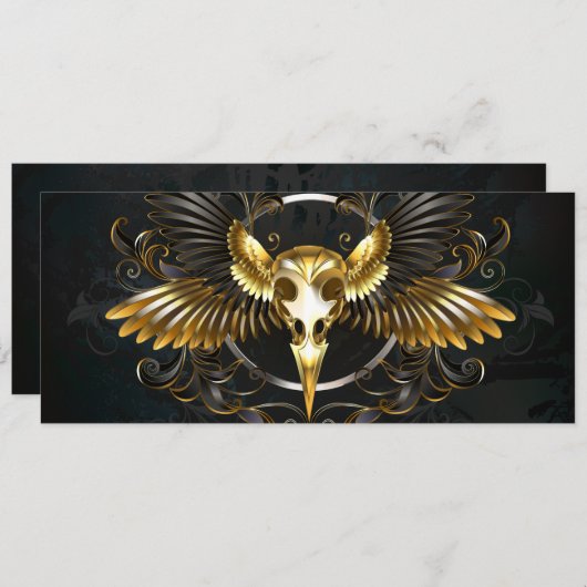 Save The Date Crâne d'oiseaux dorés sur arrière - plan noir (Devant / Derrière)