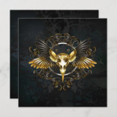 Save The Date Crâne d'oiseaux dorés sur arrière - plan noir (Devant / Derrière)