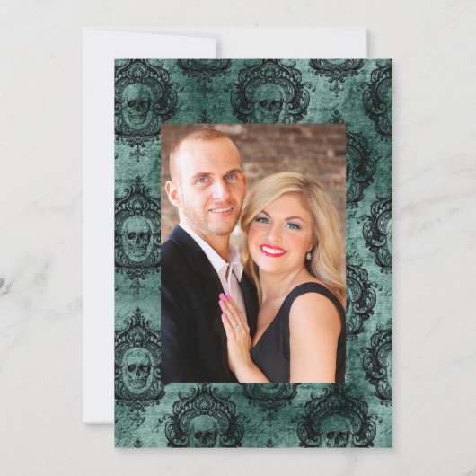 Save The Date Crâne et dentelle Mariage gothique Photo (Dos)