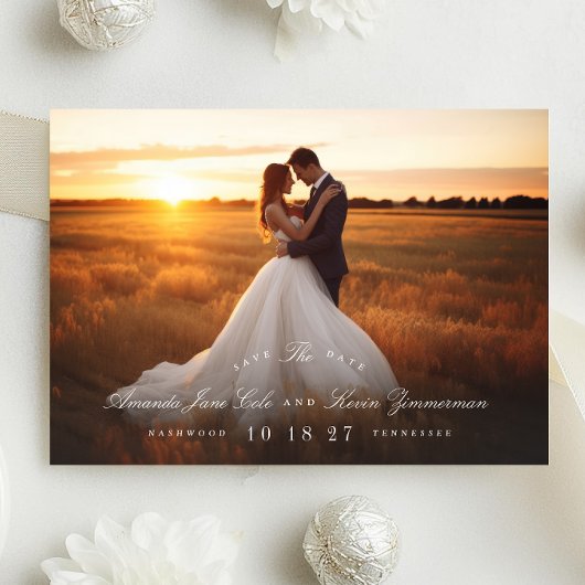 Save The Date Cravate noire classique Photo QR Code Site Mariage