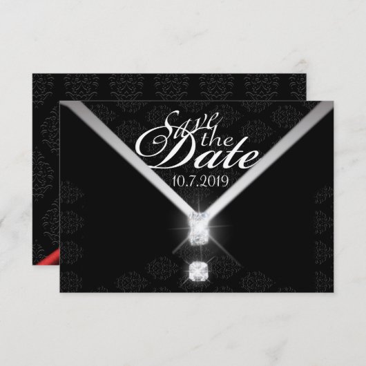 Save The Date Cravate noire Enregistrer la date (Devant / Derrière)