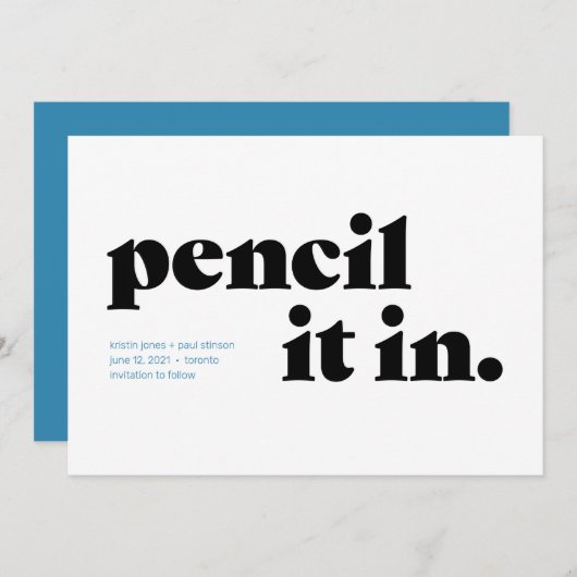 Save The Date Crayon en typographie Enregistrer la date (Devant / Derrière)