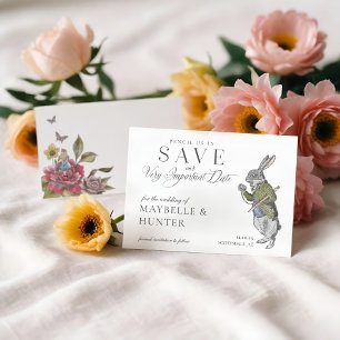 Save The Date Crayonnez-Nous Dans Lapin Vintage Alice Au Pays De