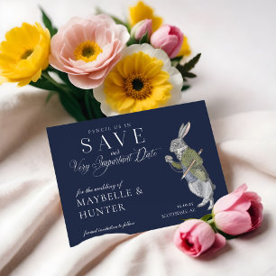 Save The Date Crayonnez-Nous Dans Lapin Vintage Alice Au Pays De