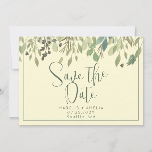 Save The Date Cream & Eucalyptus Enregistrer La Date QR Code (Devant)