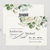 Save The Date CreamyFloral Eucalyptus Script Calligraphy Wedding (Devant / Derrière)