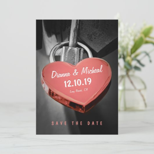 Save The Date Creative Heart Shape Love Lock Enregistrer La Date (Debout devant)