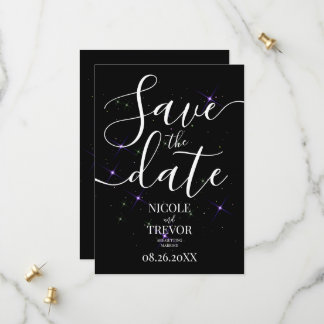 Save The Date Créez Vos Propres Étoiles Violettes Mariage Noir