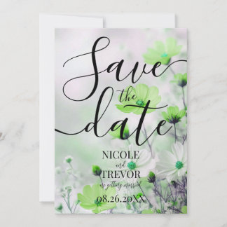 Save The Date Créez Vos Propres Fleurs Vertes Simples de Mariage