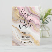 Save The Date Créez votre propre encre d'alcool rose et or perso (Debout devant)