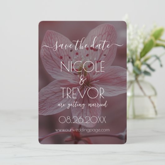Save The Date Créez votre propre - Joli Closeup de Fleur Rose (Debout devant)