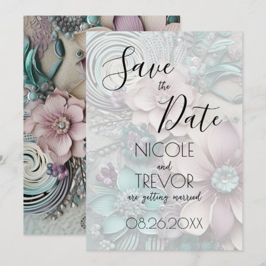 Save The Date Créez votre propre - Jolies fleurs de papier (Devant / Derrière)