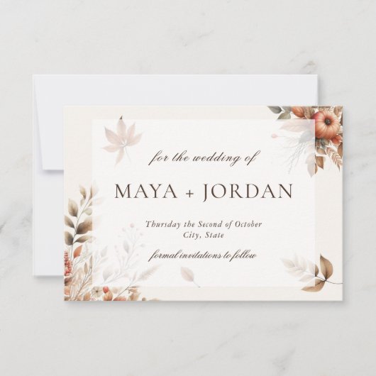 Save The Date Crème Automne Citrouille Harvest Enregistrer la da (Devant)