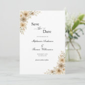Save The Date Crème beige Gris Floral élégant Code QR moderne (Debout devant)