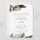 Save The Date Crème blanc floral élégant mariage enregistrer la  (Devant)
