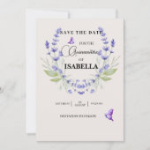 Save The Date Crème chic et lavande violet Quinceañera (Devant)