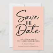 Save The Date Crème de mariage rose écriture manuscrite cursive (Devant)