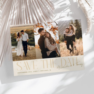 Save The Date Crème de signature de couple multi-photo moderne