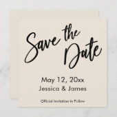 Save The Date Crème de typographie d'écriture simple et moderne (Devant / Derrière)