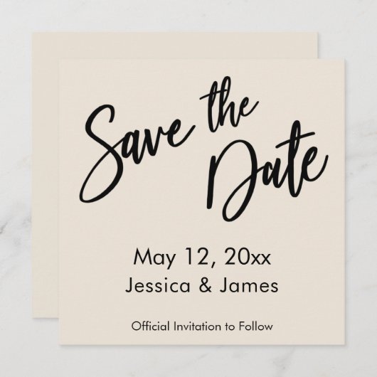 Save The Date Crème de typographie d'écriture simple et moderne (Devant / Derrière)