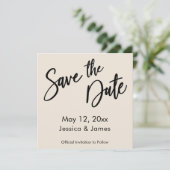 Save The Date Crème de typographie d'écriture simple et moderne (Debout devant)